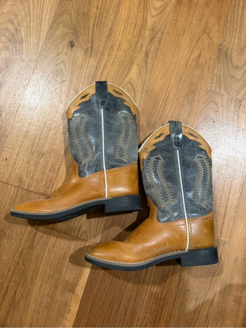 Kids Two-Tone Brown and Dark Brown Western Cowboy Boots